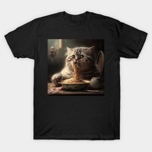 Funny design of a funny kitten who loves to eat Spaghetti T-Shirt